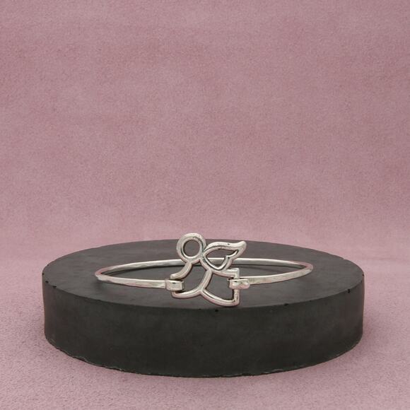 james avery sterling silver retired angel hook-on bangle bracelet size 6.25in - Picture 1 of 3